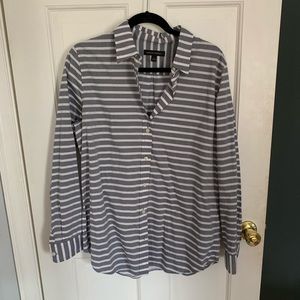 Grey and White Striped Button Down